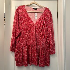 NWT, Red floral summer top.